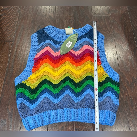 Farm Rio Rainbow Waves Crochet Knit Best Women Size X-Small NEW - Picture 3 of 13